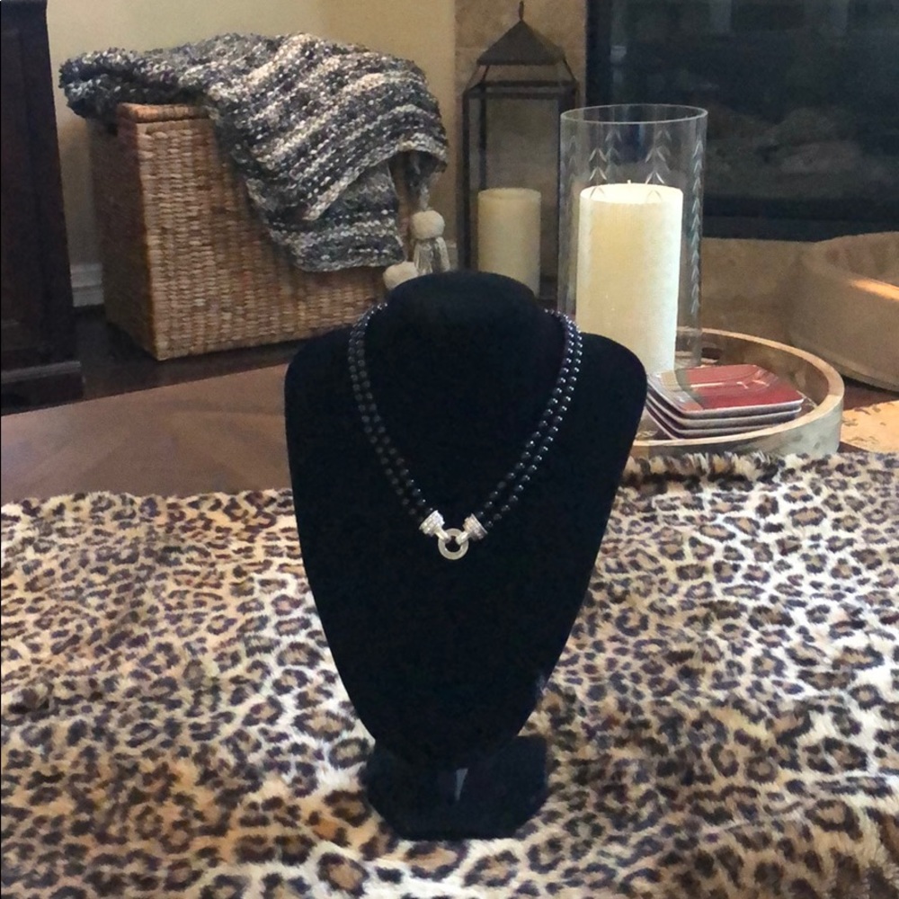 Judith Ripka Black Bead Double Strand Necklace